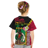 Vanuatu Nakamal and Plumeria Flowers Kid T Shirt Polynesian Pattern LT03 - Polynesian Pride