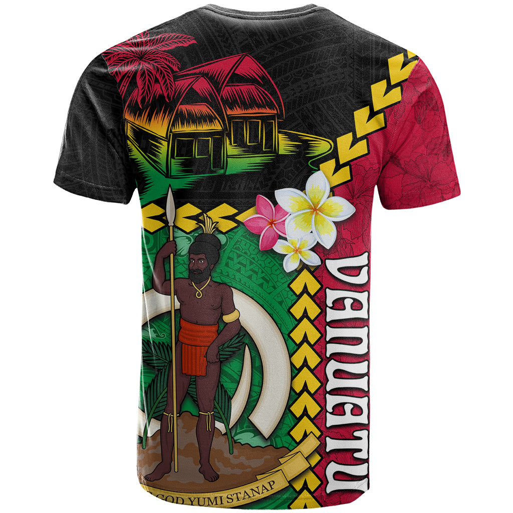 Vanuatu Nakamal and Plumeria Flowers T Shirt Polynesian Pattern LT03 - Polynesian Pride