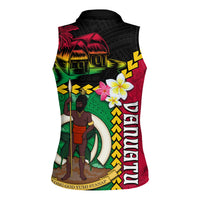Vanuatu Nakamal and Plumeria Flowers Women Sleeveless Polo Shirt Polynesian Pattern LT03 - Polynesian Pride