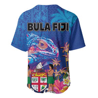 Fiji Bula Baseball Jersey Tropical Plants with Palm Tree and Iguana Colorful LT03 - Polynesian Pride
