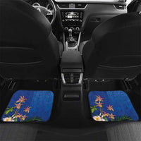 Fiji Bula Car Mats Tropical Plants with Palm Tree and Iguana Colorful LT03 Set 2pcs - Back Blue - Polynesian Pride