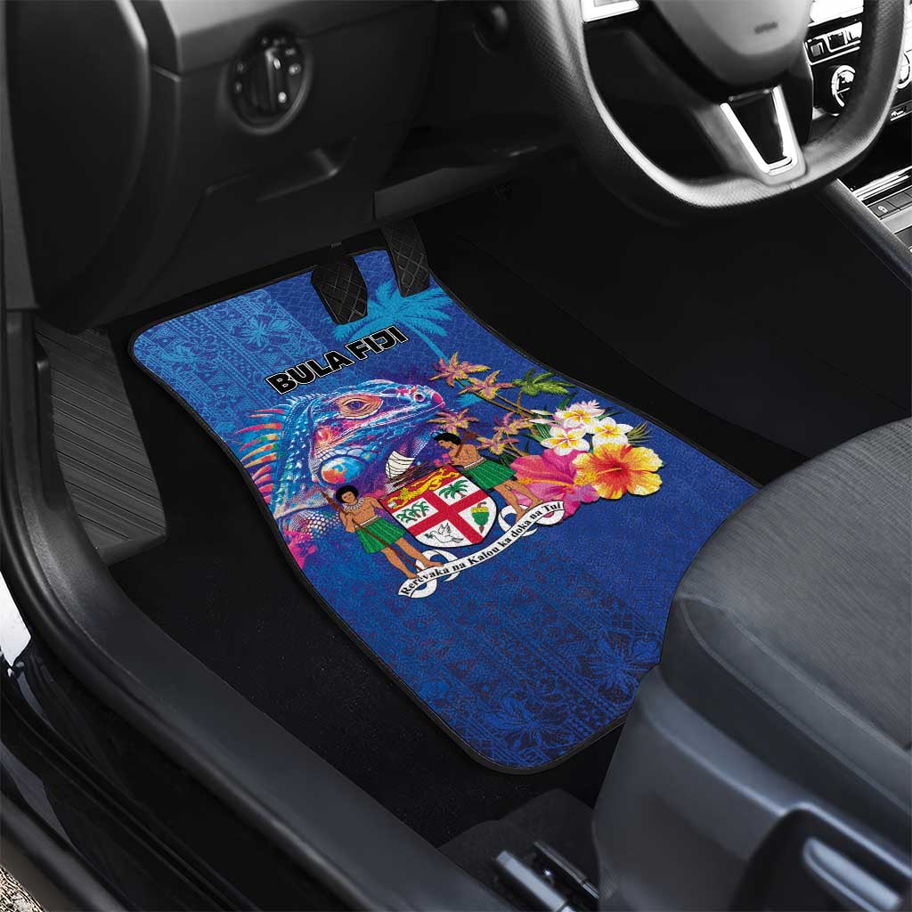 Fiji Bula Car Mats Tropical Plants with Palm Tree and Iguana Colorful LT03 - Polynesian Pride