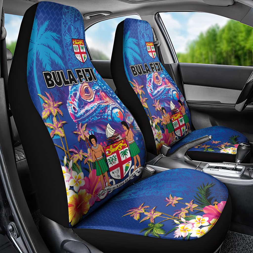 Fiji Bula Car Seat Cover Tropical Plants with Palm Tree and Iguana Colorful