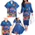 Fiji Bula Family Matching Off The Shoulder Long Sleeve Dress and Hawaiian Shirt Tropical Plants with Palm Tree and Iguana Colorful