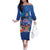 Fiji Bula Family Matching Off The Shoulder Long Sleeve Dress and Hawaiian Shirt Tropical Plants with Palm Tree and Iguana Colorful