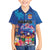 Fiji Bula Family Matching Off The Shoulder Long Sleeve Dress and Hawaiian Shirt Tropical Plants with Palm Tree and Iguana Colorful