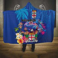 Fiji Bula Hooded Blanket Tropical Plants with Palm Tree and Iguana Colorful