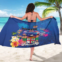 Fiji Bula Sarong Tropical Plants with Palm Tree and Iguana Colorful