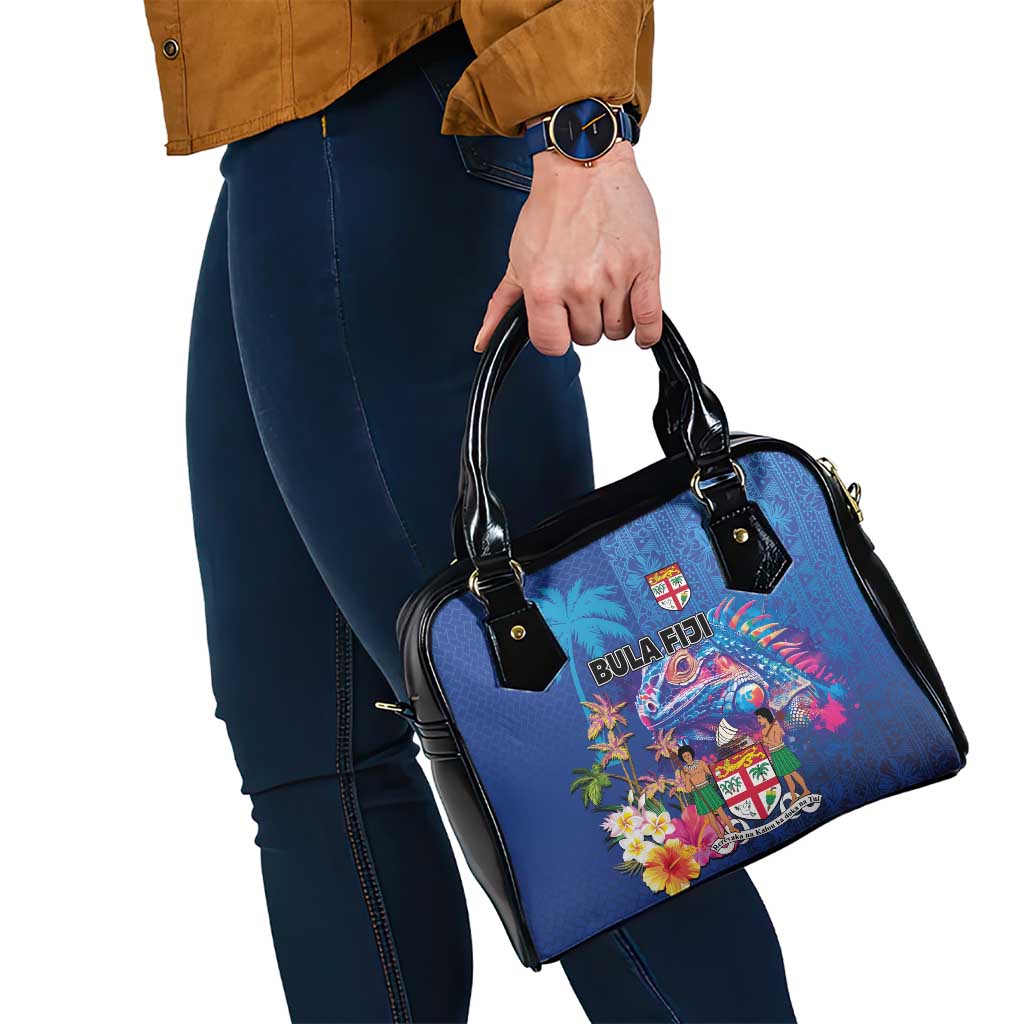 Fiji Bula Shoulder Handbag Tropical Plants with Palm Tree and Iguana Colorful LT03 - Polynesian Pride