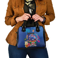 Fiji Bula Shoulder Handbag Tropical Plants with Palm Tree and Iguana Colorful LT03 - Polynesian Pride