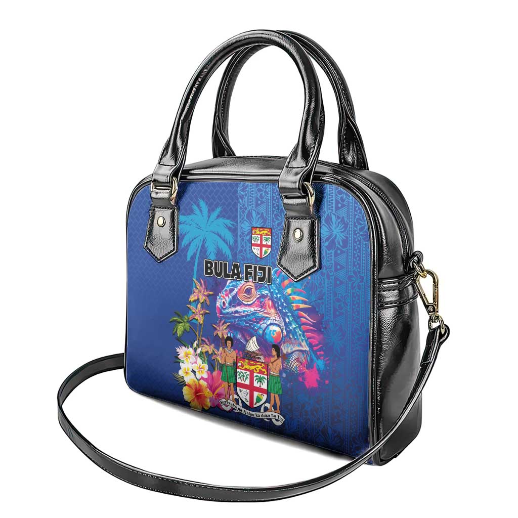 Fiji Bula Shoulder Handbag Tropical Plants with Palm Tree and Iguana Colorful LT03 - Polynesian Pride