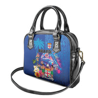 Fiji Bula Shoulder Handbag Tropical Plants with Palm Tree and Iguana Colorful LT03 - Polynesian Pride