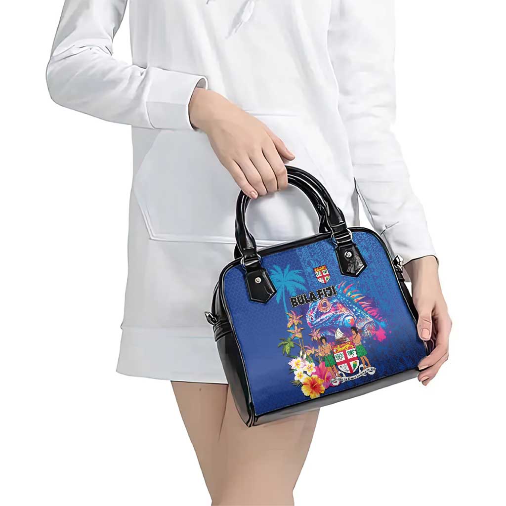 Fiji Bula Shoulder Handbag Tropical Plants with Palm Tree and Iguana Colorful LT03 - Polynesian Pride