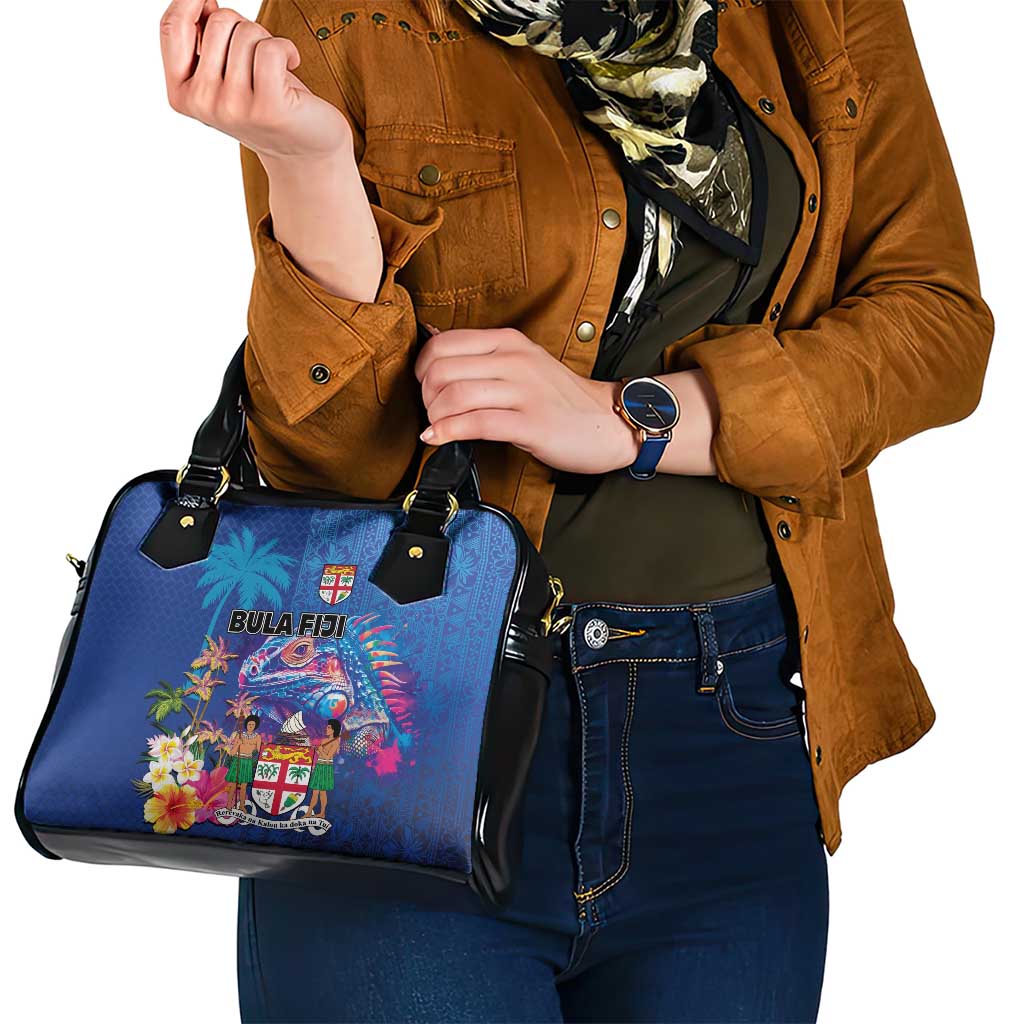 Fiji Bula Shoulder Handbag Tropical Plants with Palm Tree and Iguana Colorful LT03 - Polynesian Pride