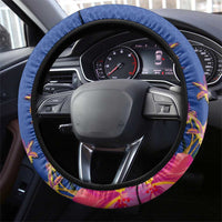 Fiji Bula Steering Wheel Cover Tropical Plants with Palm Tree and Iguana Colorful