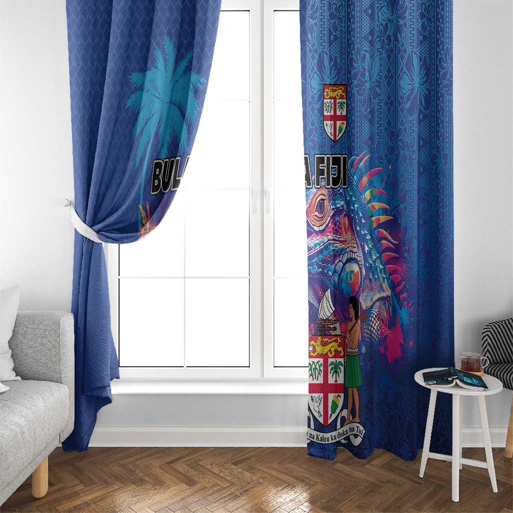 Fiji Bula Window Curtain Tropical Plants with Palm Tree and Iguana Colorful LT03 - Polynesian Pride