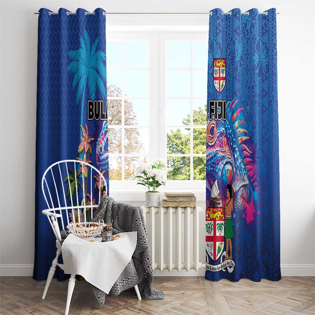 Fiji Bula Window Curtain Tropical Plants with Palm Tree and Iguana Colorful LT03 - Polynesian Pride
