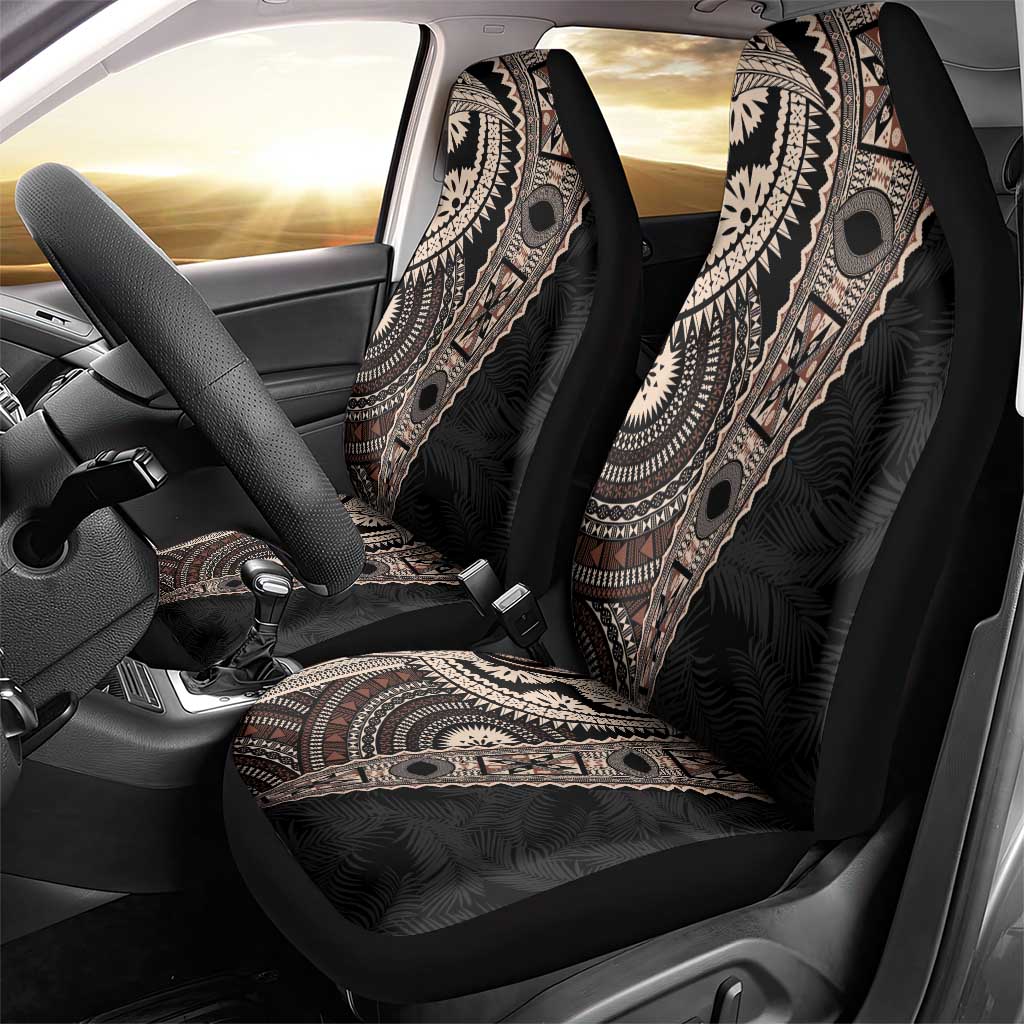 Fiji Traditional Masi Car Seat Cover Tapa Art Palm Leaves Pattern