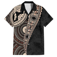 Fiji Traditional Masi Family Matching Summer Maxi Dress and Hawaiian Shirt Tapa Art Palm Leaves Pattern