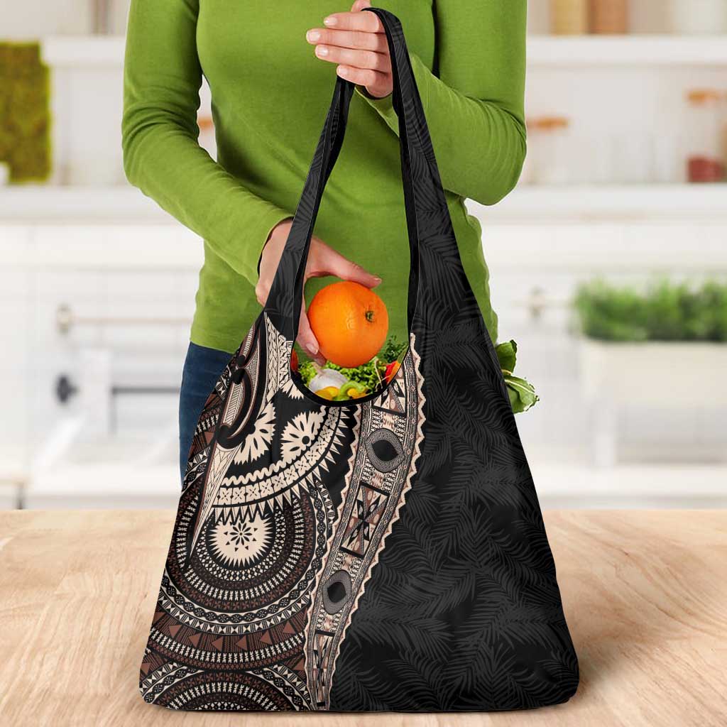 Fiji Traditional Masi Grocery Bag Tapa Art Palm Leaves Pattern LT03 - Polynesian Pride