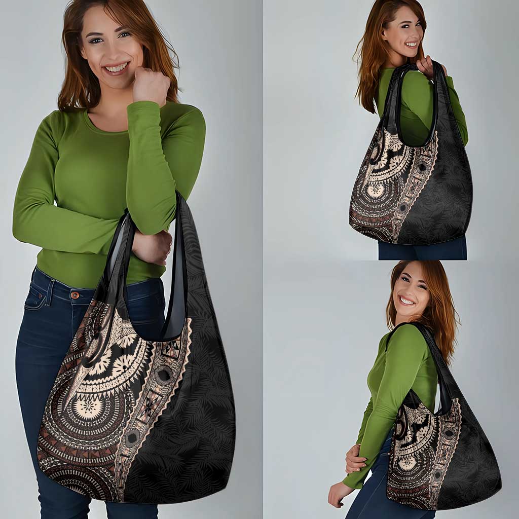 Fiji Traditional Masi Grocery Bag Tapa Art Palm Leaves Pattern LT03 - Polynesian Pride