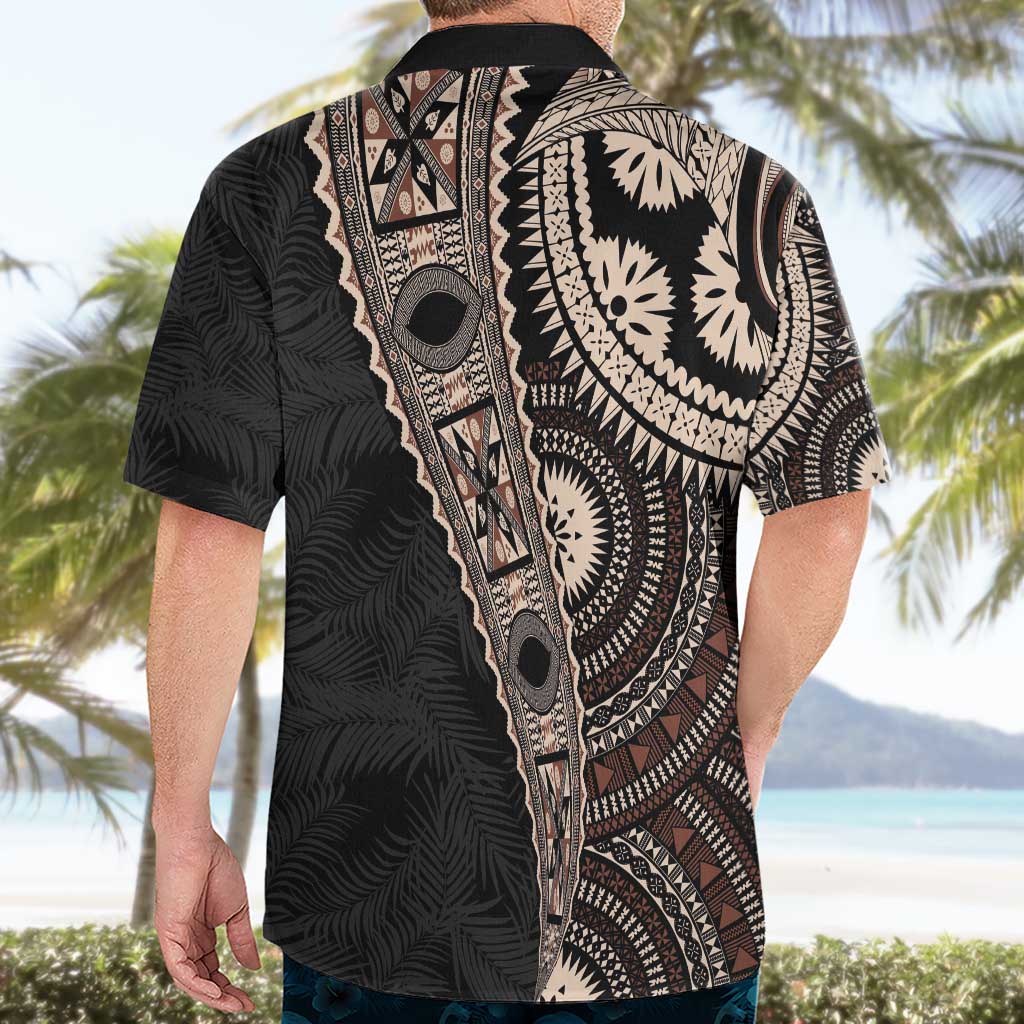 Fiji Traditional Masi Hawaiian Shirt Tapa Art Palm Leaves Pattern