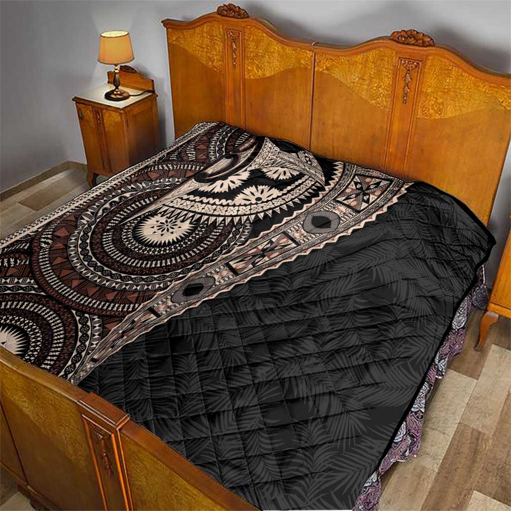 Fiji Traditional Masi Quilt Tapa Art Palm Leaves Pattern