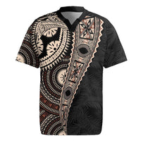 Fiji Traditional Masi Rugby Jersey Tapa Art Palm Leaves Pattern LT03 Brown - Polynesian Pride