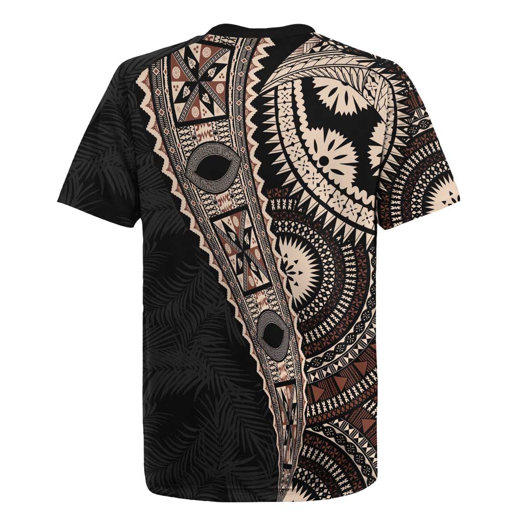 Fiji Traditional Masi Rugby Jersey Tapa Art Palm Leaves Pattern LT03 - Polynesian Pride