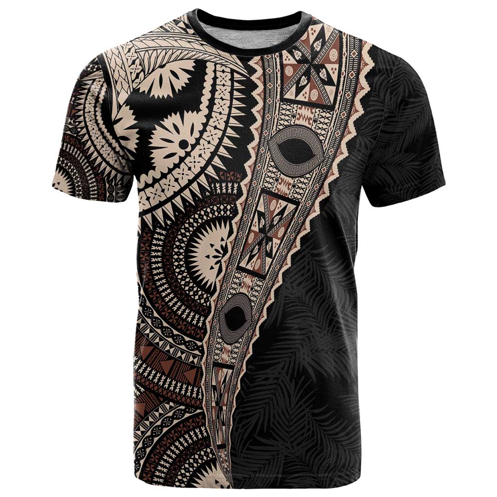 Fiji Traditional Masi T Shirt Tapa Art Palm Leaves Pattern