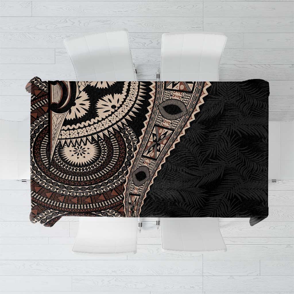 Fiji Traditional Masi Tablecloth Tapa Art Palm Leaves Pattern