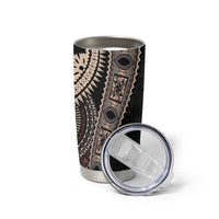 Fiji Traditional Masi Tumbler Cup Tapa Art Palm Leaves Pattern LT03 - Polynesian Pride
