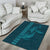 Aloha Hawaii Whale Kakau and Polynesian Tattoo Area Rug Turquoise Color