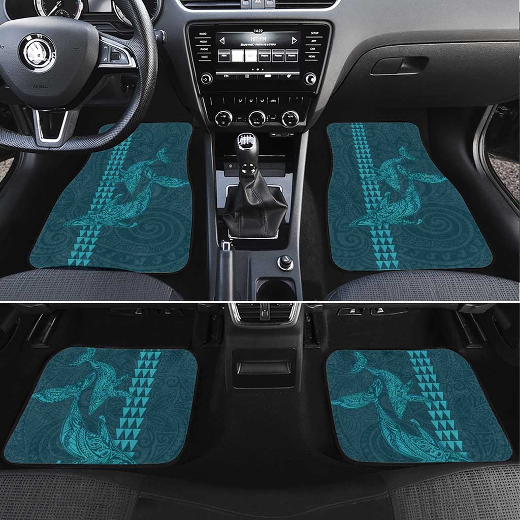 Aloha Hawaii Whale Kakau and Polynesian Tattoo Car Mats Turquoise Color