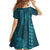 Aloha Hawaii Whale Kakau and Polynesian Tattoo Kid Short Sleeve Dress Turquoise Color