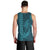 Aloha Hawaii Whale Kakau and Polynesian Tattoo Men Tank Top Turquoise Color