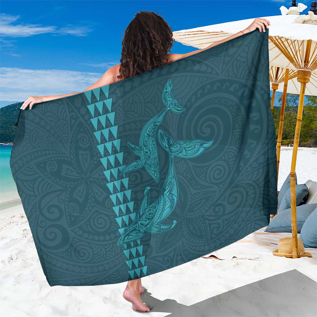 Aloha Hawaii Whale Kakau and Polynesian Tattoo Sarong Turquoise Color