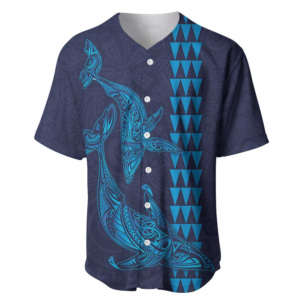 Aloha Hawaii Whale Kakau and Polynesian Tattoo Baseball Jersey Dark Navy Color LT03 Dark Navy - Polynesian Pride