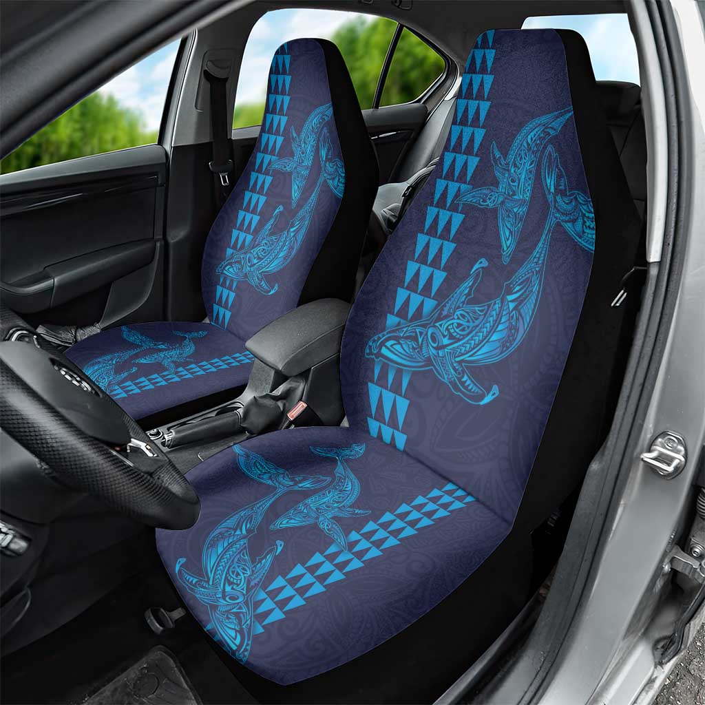 Aloha Hawaii Whale Kakau and Polynesian Tattoo Car Seat Cover Dark Navy Color