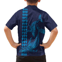 Aloha Hawaii Whale Kakau and Polynesian Tattoo Family Matching Puletasi and Hawaiian Shirt Dark Navy Color LT03 - Polynesian Pride
