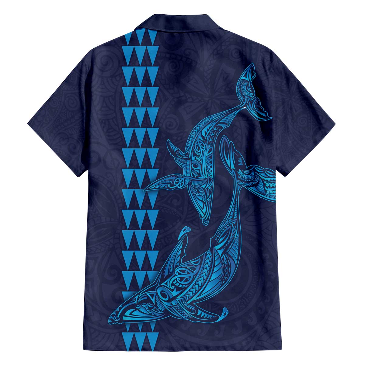 Aloha Hawaii Whale Kakau and Polynesian Tattoo Family Matching Puletasi and Hawaiian Shirt Dark Navy Color LT03 - Polynesian Pride