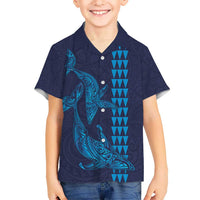 Aloha Hawaii Whale Kakau and Polynesian Tattoo Kid Hawaiian Shirt Dark Navy Color LT03 Kid Dark Navy - Polynesian Pride