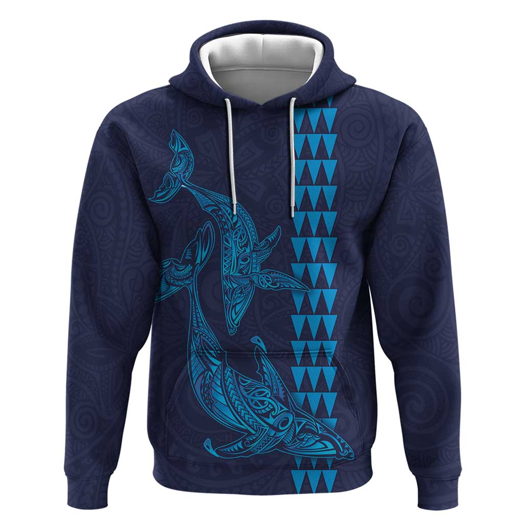 Aloha Hawaii Whale Kakau and Polynesian Tattoo Zip Hoodie Dark Navy Color LT03 Pullover Hoodie Dark Navy - Polynesian Pride
