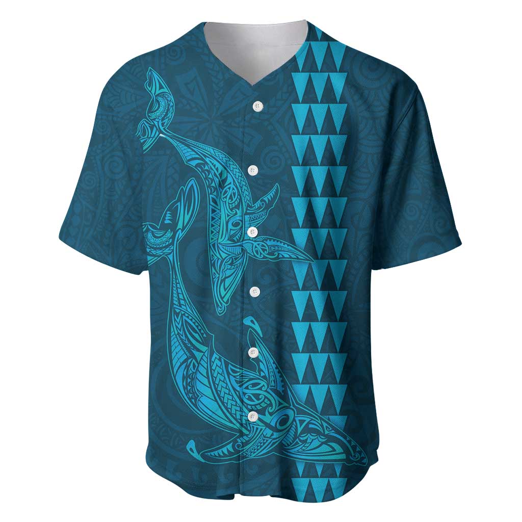 Aloha Hawaii Whale Kakau and Polynesian Tattoo Baseball Jersey Light Blue Color LT03 Light Blue - Polynesian Pride