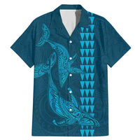 Aloha Hawaii Whale Kakau and Polynesian Tattoo Family Matching Mermaid Dress and Hawaiian Shirt Light Blue Color