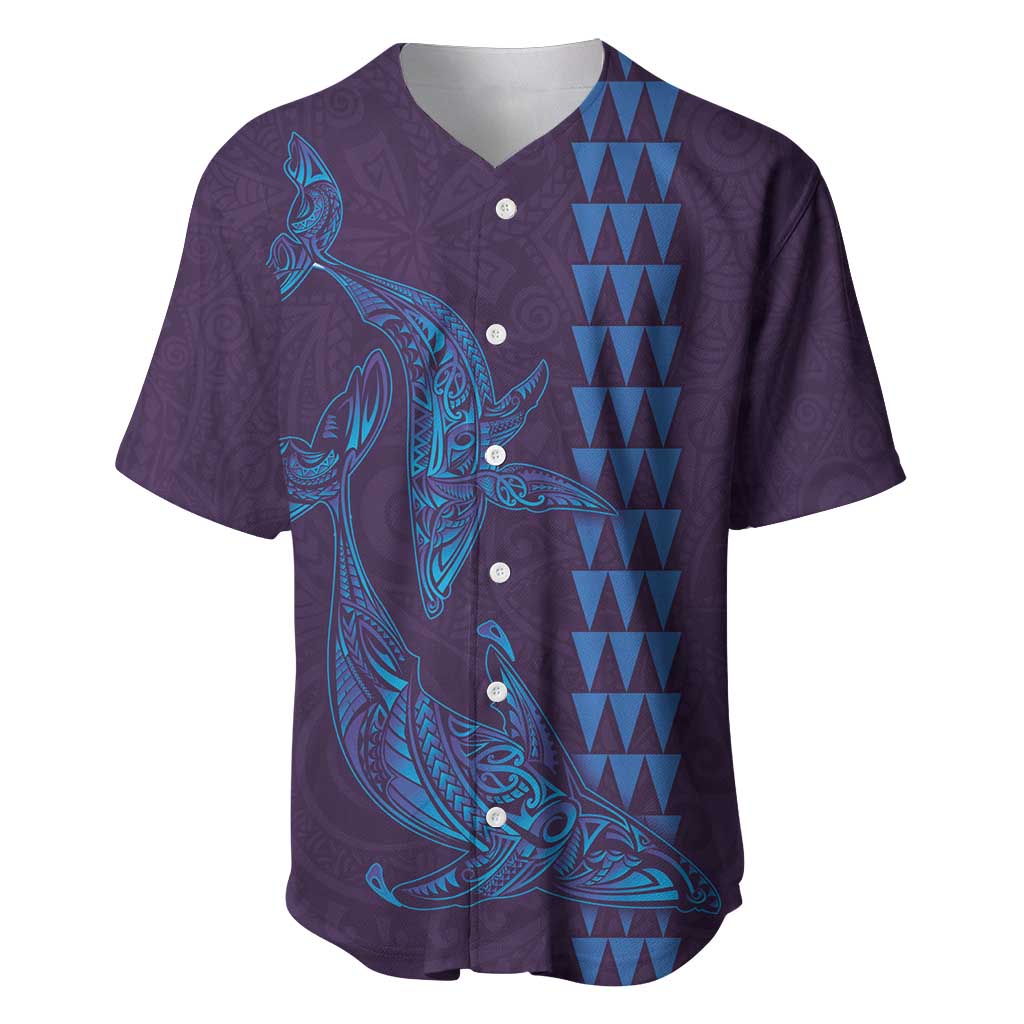 Aloha Hawaii Whale Kakau and Polynesian Tattoo Baseball Jersey Purple Color LT03 Purple - Polynesian Pride