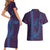 Aloha Hawaii Whale Kakau and Polynesian Tattoo Couples Matching Short Sleeve Bodycon Dress and Hawaiian Shirt Purple Color