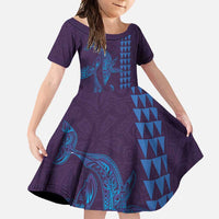 Aloha Hawaii Whale Kakau and Polynesian Tattoo Family Matching Mermaid Dress and Hawaiian Shirt Purple Color LT03 Daughter's Dress Purple - Polynesian Pride