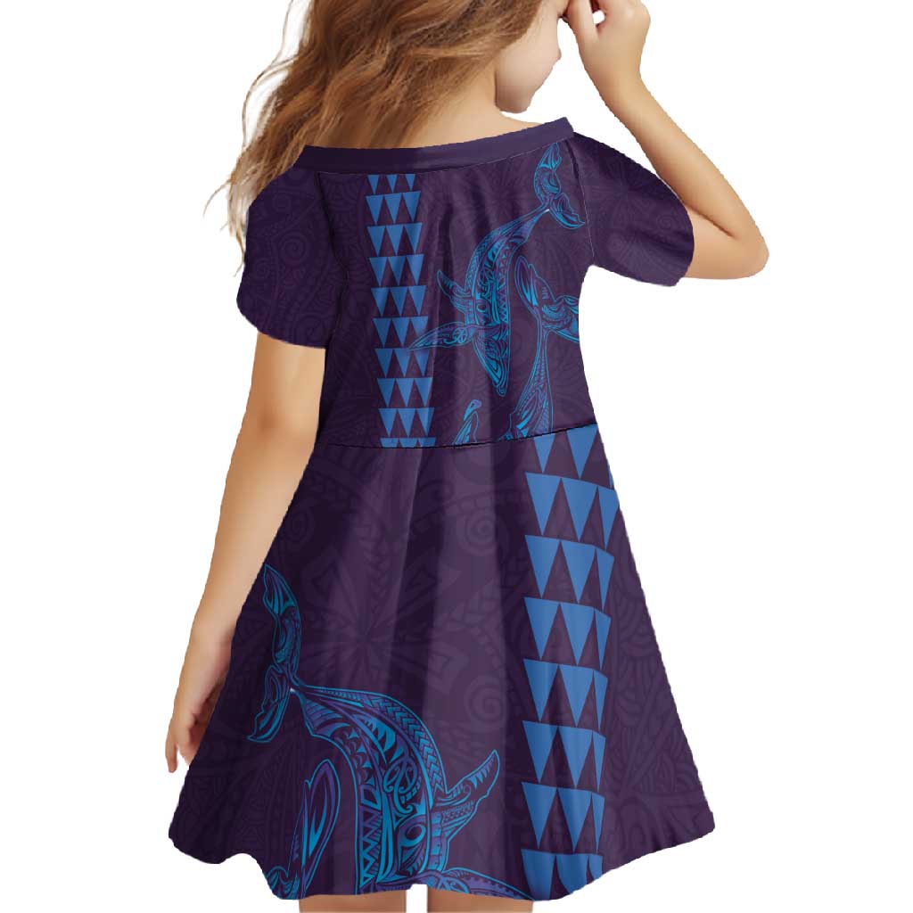 Aloha Hawaii Whale Kakau and Polynesian Tattoo Family Matching Off Shoulder Maxi Dress and Hawaiian Shirt Purple Color LT03 - Polynesian Pride