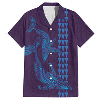 Aloha Hawaii Whale Kakau and Polynesian Tattoo Family Matching Off Shoulder Maxi Dress and Hawaiian Shirt Purple Color LT03 Dad's Shirt - Short Sleeve Purple - Polynesian Pride